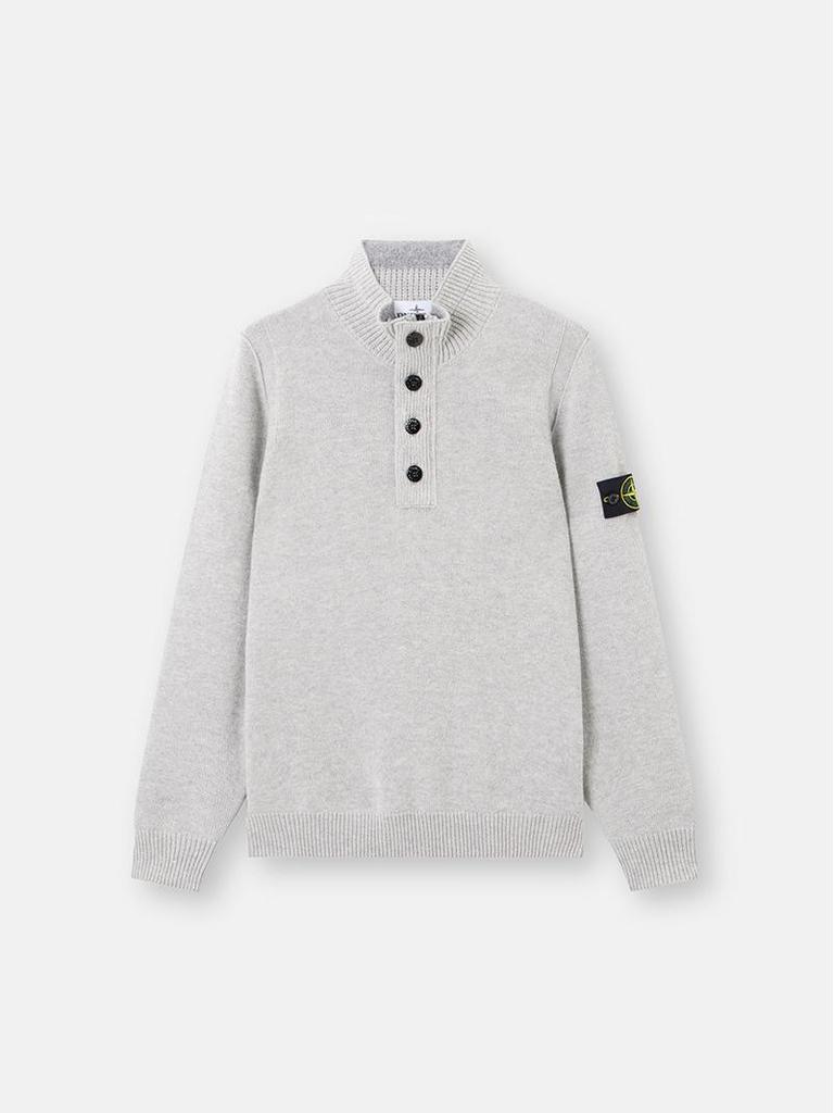 Stone Island Nowy Jesienno-Zimowy Wełniany Sweter Pulower z Półzamkiem i Wysokim Dekoltem