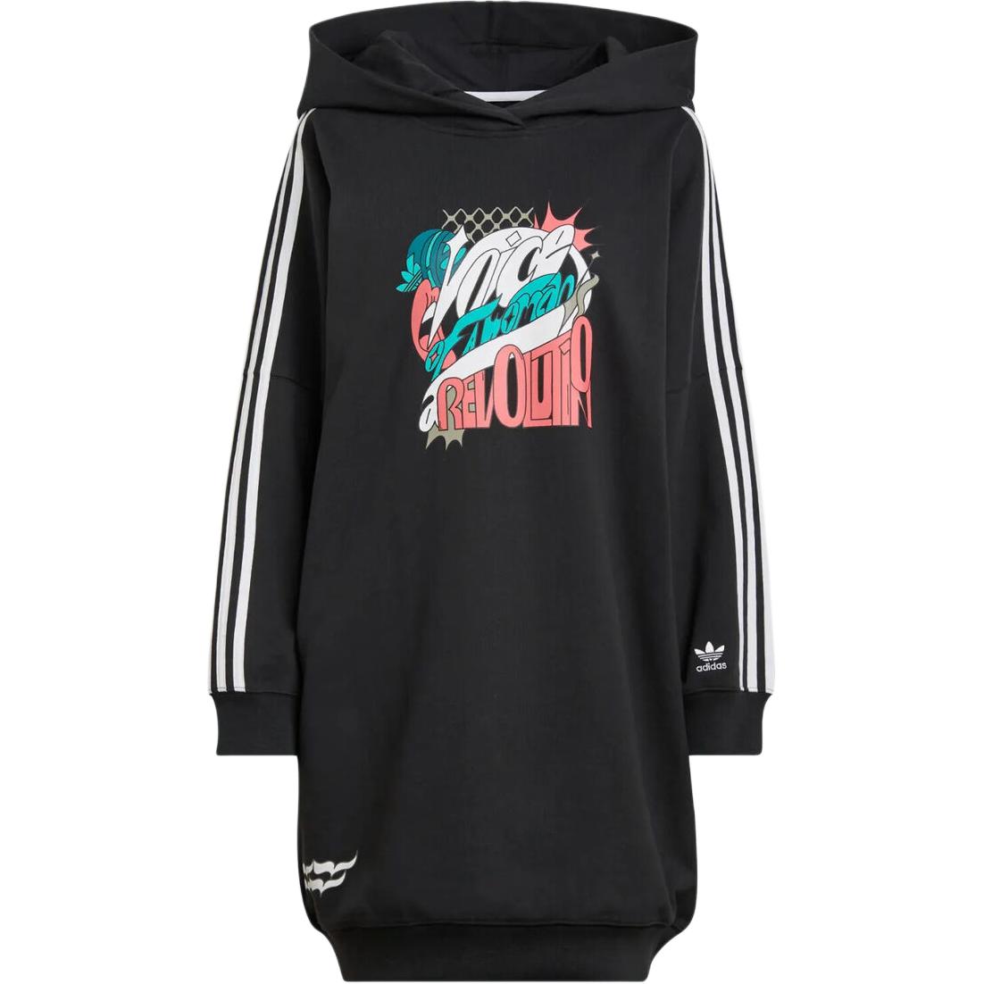Adidas Originals Long Sleeved Dresses Women s Black Hooded Moderate Mid Length HT4945 32