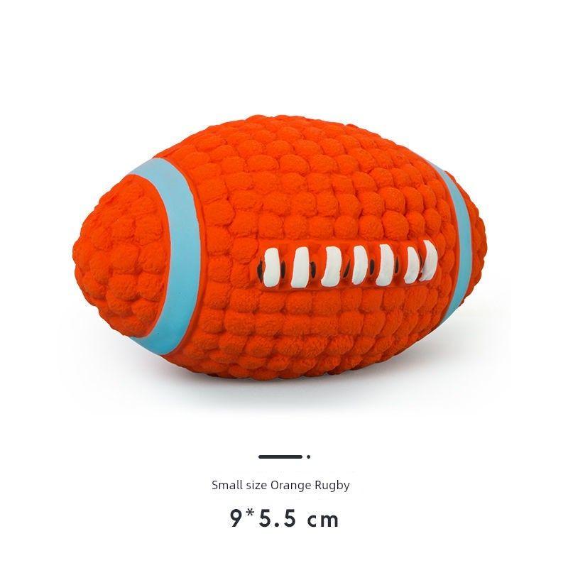 

Dog Toy Bite-Resistant Vocalization Latex Interactive Ball Molar Toy Anti-Disassembly Home Vent Relieving Stuffy Handy Gadget Pet Supplies Latex Rugby-small size