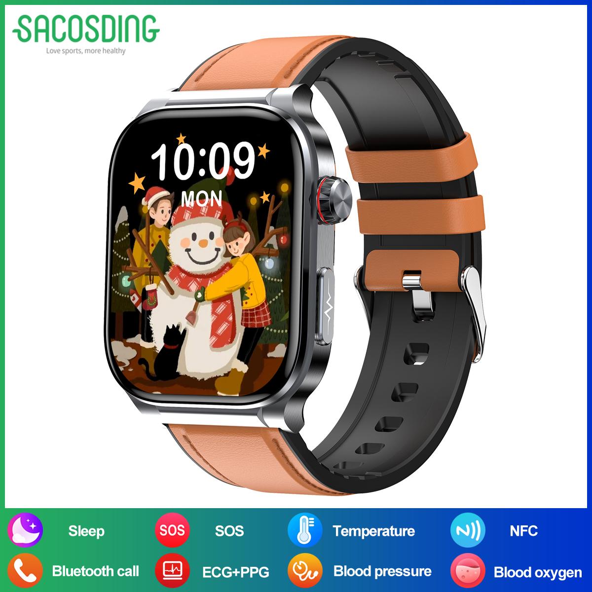 

SACOSDING Новий смарт-годинник NFC ECG+PPG для чоловіків, монітор артеріального тиску, ліпідів у крові, монітор сну, Bluetooth-дзвінок, здоров’я, розумний годинник для жінок