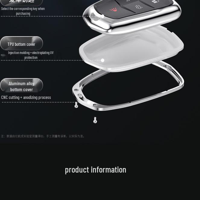 Cadillac Key Case for XT5, XT4, CT6, XT6, CT5, CT4 with Premium Aluminum Alloy Finish