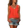 Top da donna senza maniche con bottoni decorativi, colore unito, con tasche, scollo a V, casual, mimetico militare, canottiera da donna, abbigliamento da donna