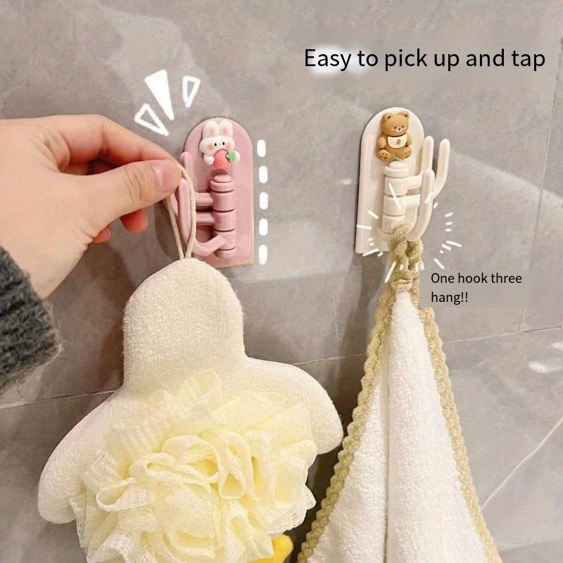 4pcs Cute Animal Key Hooks Home Durable Plastic Cartoon Decor Starfish Designs Space-Saving Organizer Keys Hats Bags Hooks