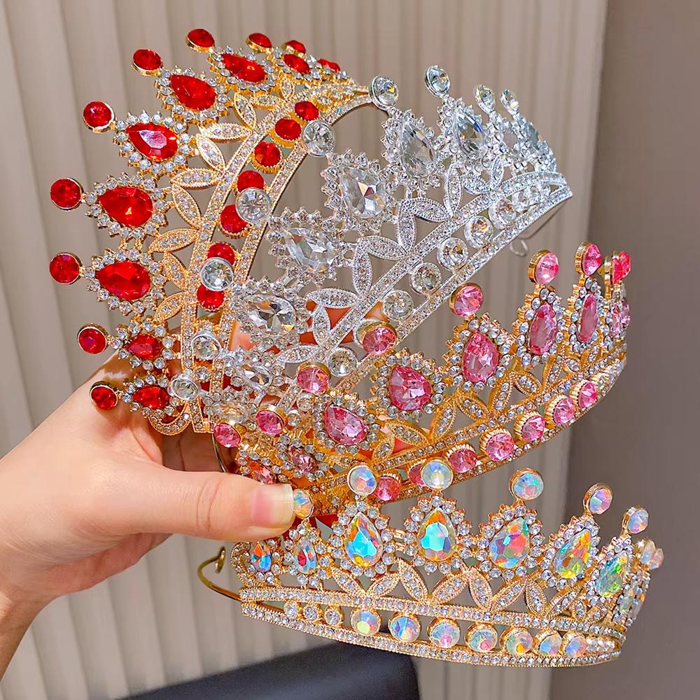 Fashionable Multi-Color Crown Princess Crystal Tiara Hair Accessories Birthday Gift for Girls Photography Party Stage Crown