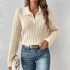 Women's Pullover Knit Sweater, Fashionable Casual Turn-Down Collar Top for Autumn and Winter S-XL