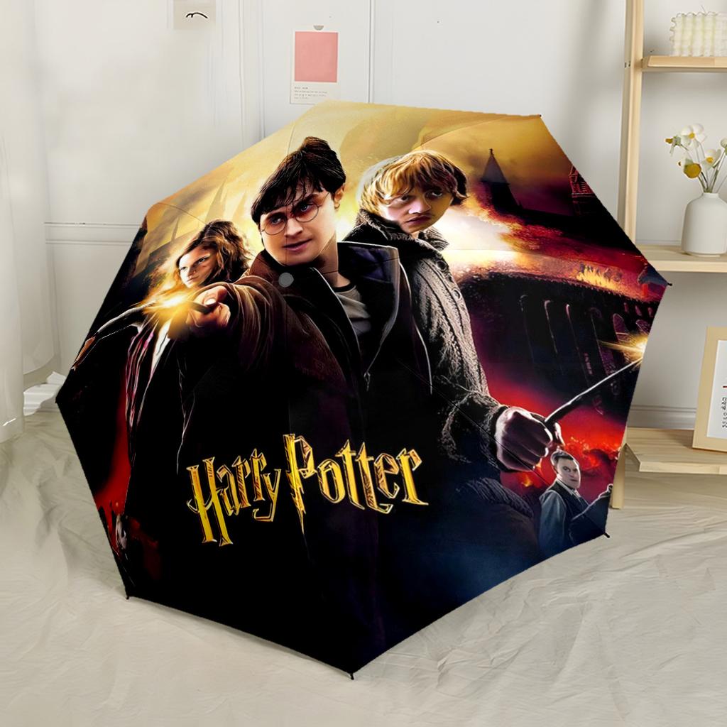 Harry Potter Characters Outdoor Automatic Umbrella Folding Umbrella with 8 Ribs Foldable Design Durable Everyday Carry Umbrella