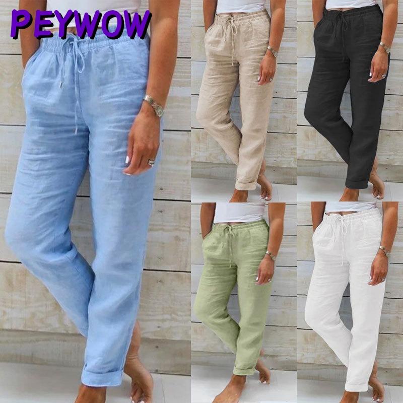 PEYWOW Pantaloni e capris con stampa tinta unita casual alla moda da donna