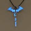 Vintage Glow In The Dark Cross Pendant Necklace Luminous Halloween Jewelry