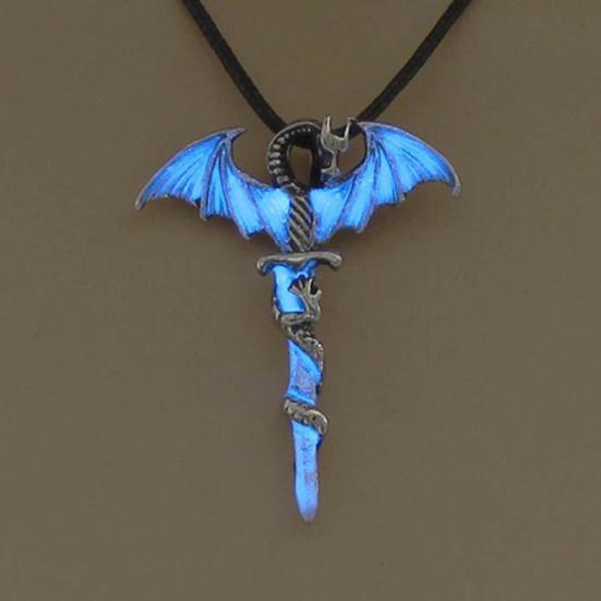 Vintage Glow In The Dark Cross Pendant Necklace Luminous Halloween Jewelry