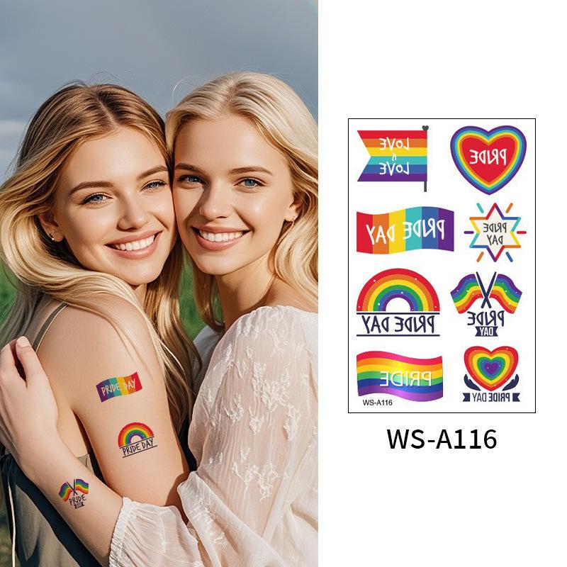 Rainbow Tattoo Stickers Love Color Prints Tattoo Rainbow Day Holiday Party Celebration Temporary Tattoo Stickers