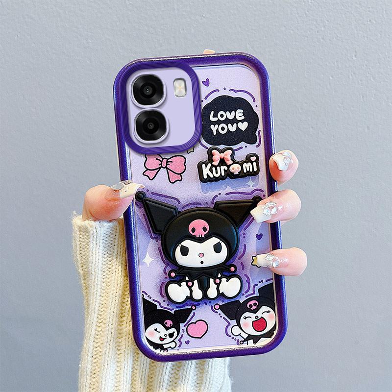 KEYSION Stoßfeste Hülle für OPPO A6x 5G mit Lanyard Weiches Silikon Niedliche 3D Cartoon-Puppe Handy-Rückseite für OPPO A6t 5G