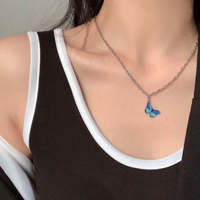 [S] Simple Butterfly Pendant Fashion Necklace_Ih