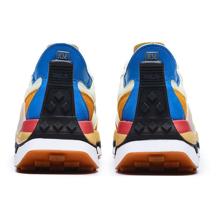 Fila KM Fabric Synthetic Leather Nylon Suede Sports Low-Top Lifestyle Shoes Men Sneaker Cream Golden-Yellow F12M233113FCW