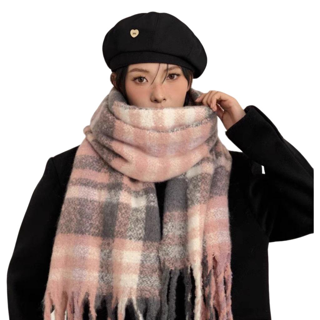 

Шарф женский новый весенне-осенний мохеровый шарф-снуд элегантный 190cm*40cm270g розовый