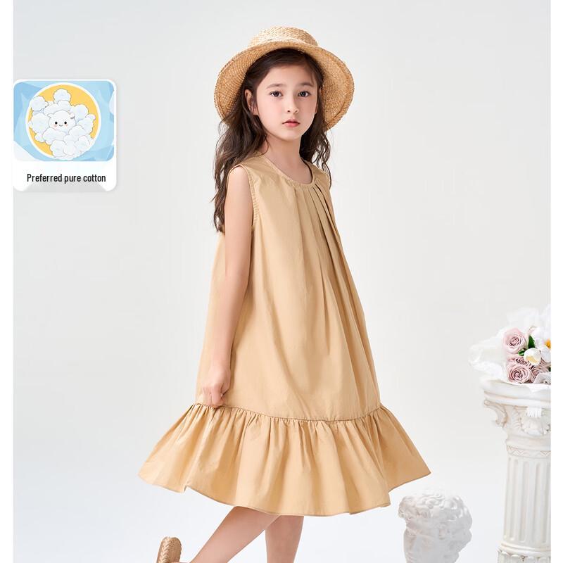 Montagut Girls  Summer Solid Color Cotton Vest Dress 130