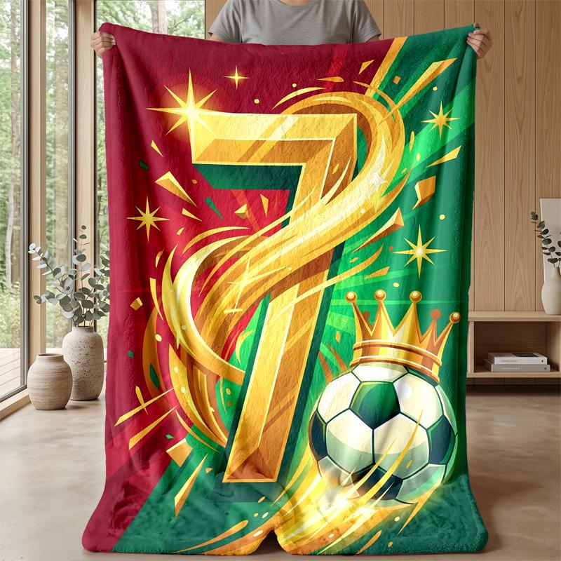 Golden Football Celebration Theme blanket Lightweight Warm Flannel Blanket Decorative Throw Blanket for Home Decoration
