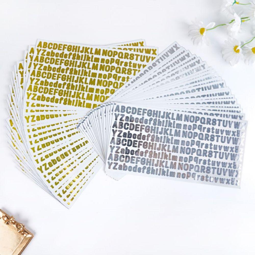 5Pcsset 0.5 Inch 26 Alphabet Planner Stickers Waterproof Gold Silver Color Diy Letter Decorative Sticker For Kids Cup Laptop