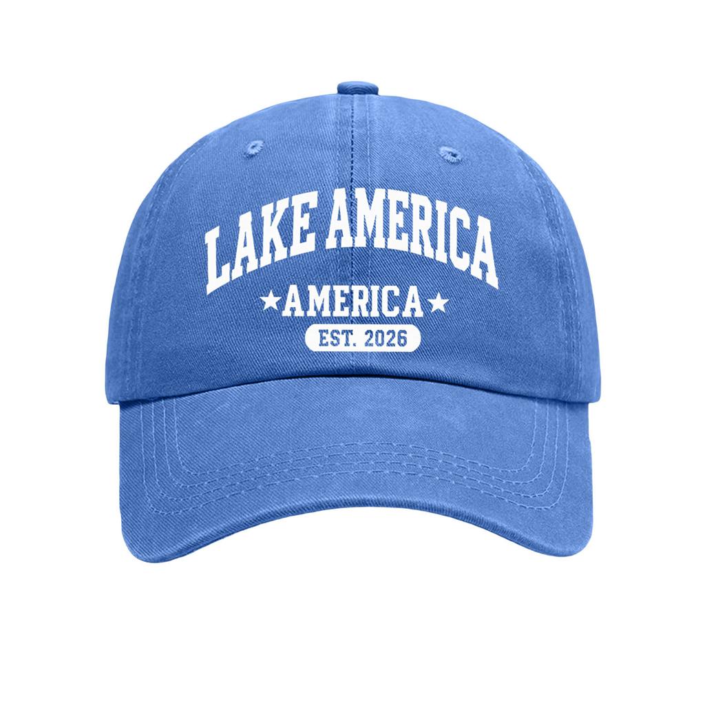 Washed Soft Top Baseball Cap AMERICAS Women's Fashion Printed Curved Brim Outdoor Sun Hat Men