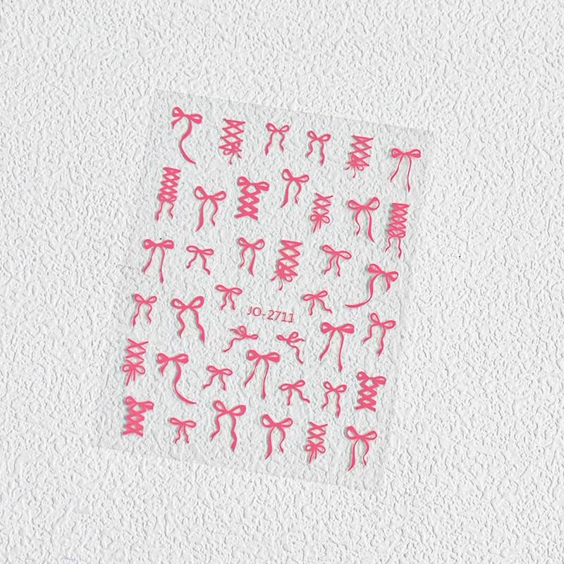 

Прекрасные красно-розовые черные линии бантик 3D самоклеящиеся украшения для ногтей наклейки лента очаровательные милые наклейки для маникюра розовый