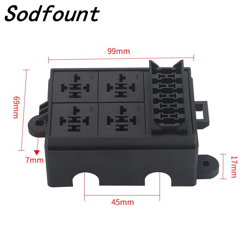 Free Combination Auto Car Truck 6Way Fuse Holder 4 Relay holder Circuit Standard ATO Blade Fuse Relay Holder 12V 40A Relay