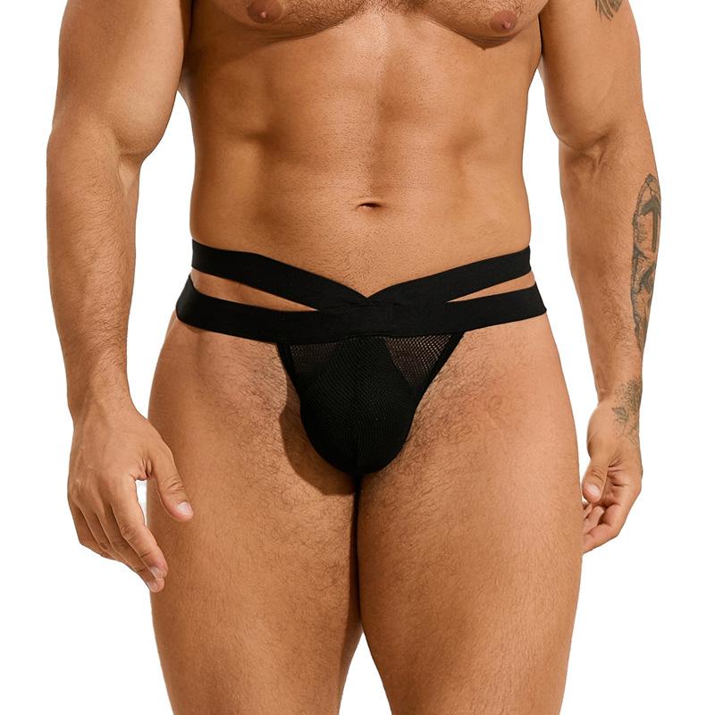 Men's Mesh Breathable Elastic Thong Low Waist Buttocks Sexy Sex Panties