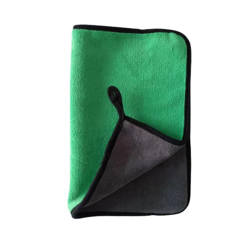 Double-Sided Thickened Coral Fleece Car Wash Towel, Gray Yellow, High Absorbency for Car and Home Use