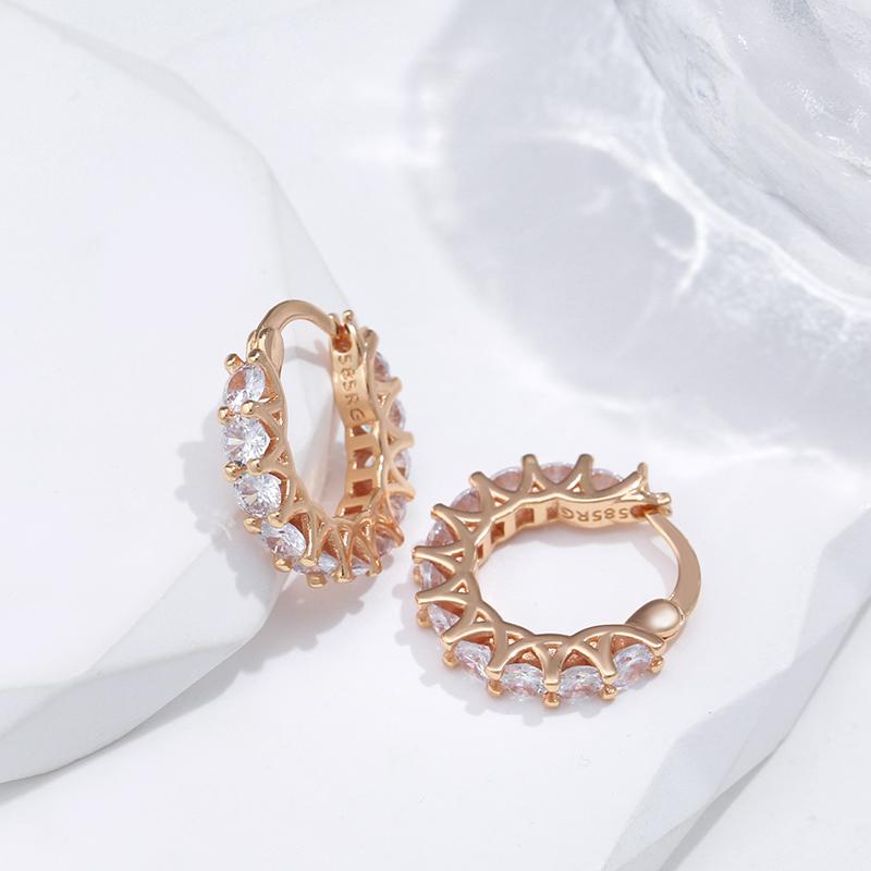 High Quality Cubic Zirconia Women Hoop Earrings Trend  Rose Gold Color Girl Accessories Daily Wearable Fashion Jewelry
