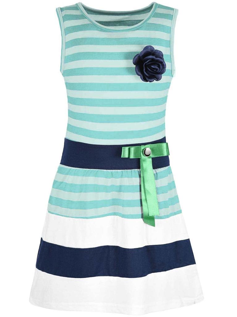 Girls Summer Dress Striped with Bow