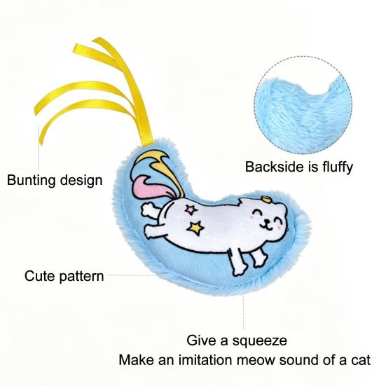 Plush Squeaky Cat Toy Interactive Cat Chew Toy Kitten Teething Toy Stuffed Unicorn Kitty