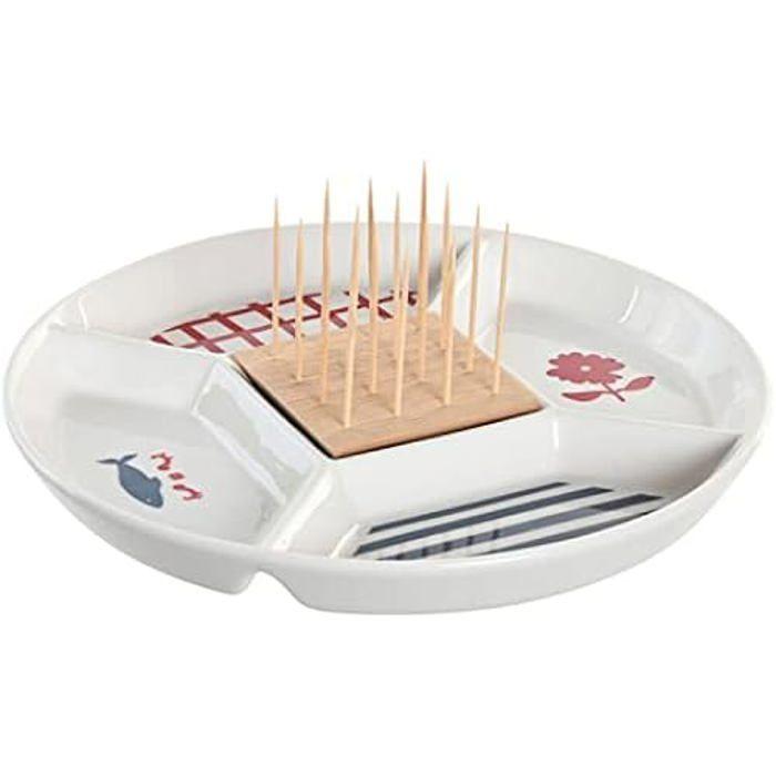 Set d'apéritif - DKD Home Decor - Bleu, Blanc, Rouge - Grès - 23,5x23,5x7 cm - Design Contemporain