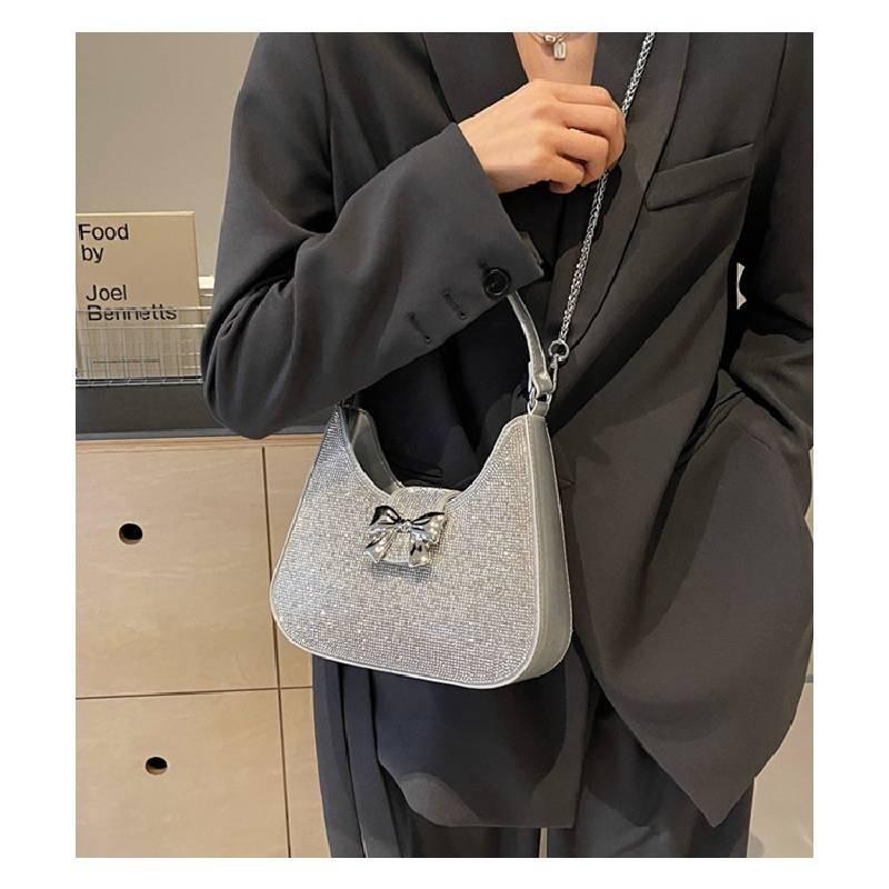 Chic Small Batch Crystal Chain Underarm Tote Bag 2024 New Spring Single Shoulder Crossbody Bag