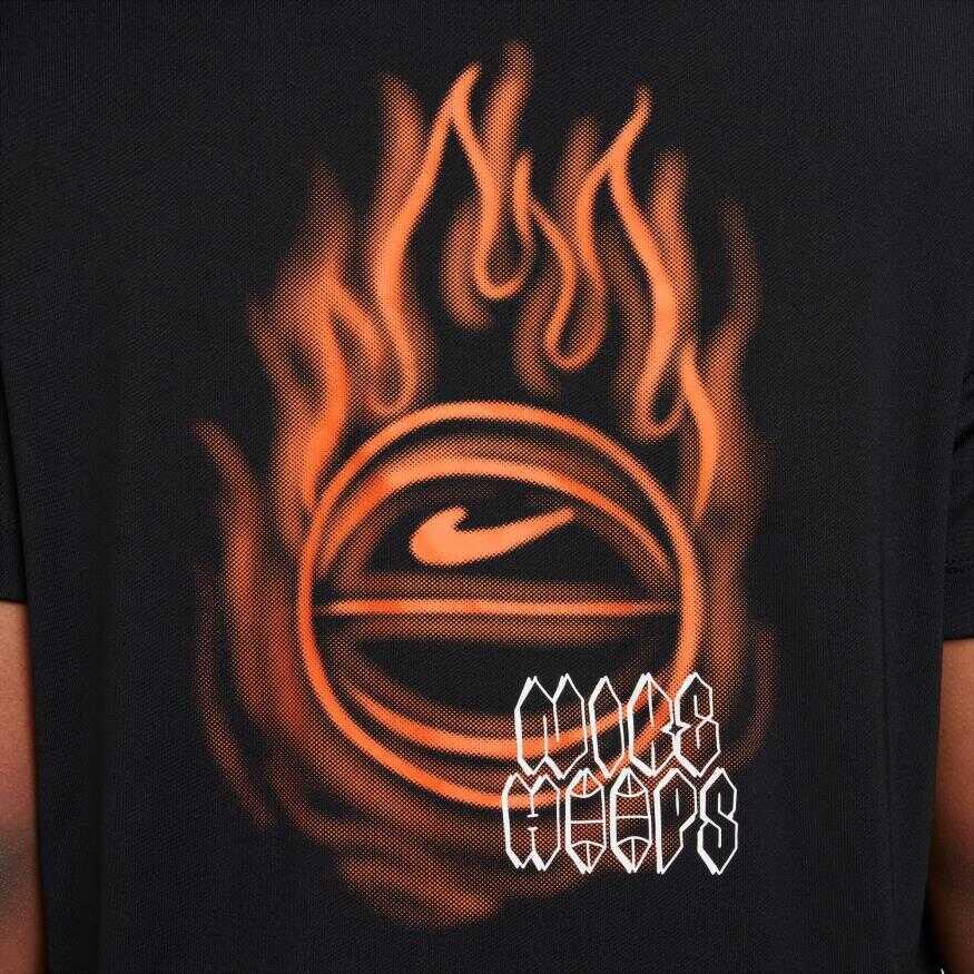 Nike Dětské tričko s krátkým rukávem a kulatým výstřihem s potiskem loga Dri-FIT Černé FD3998-010