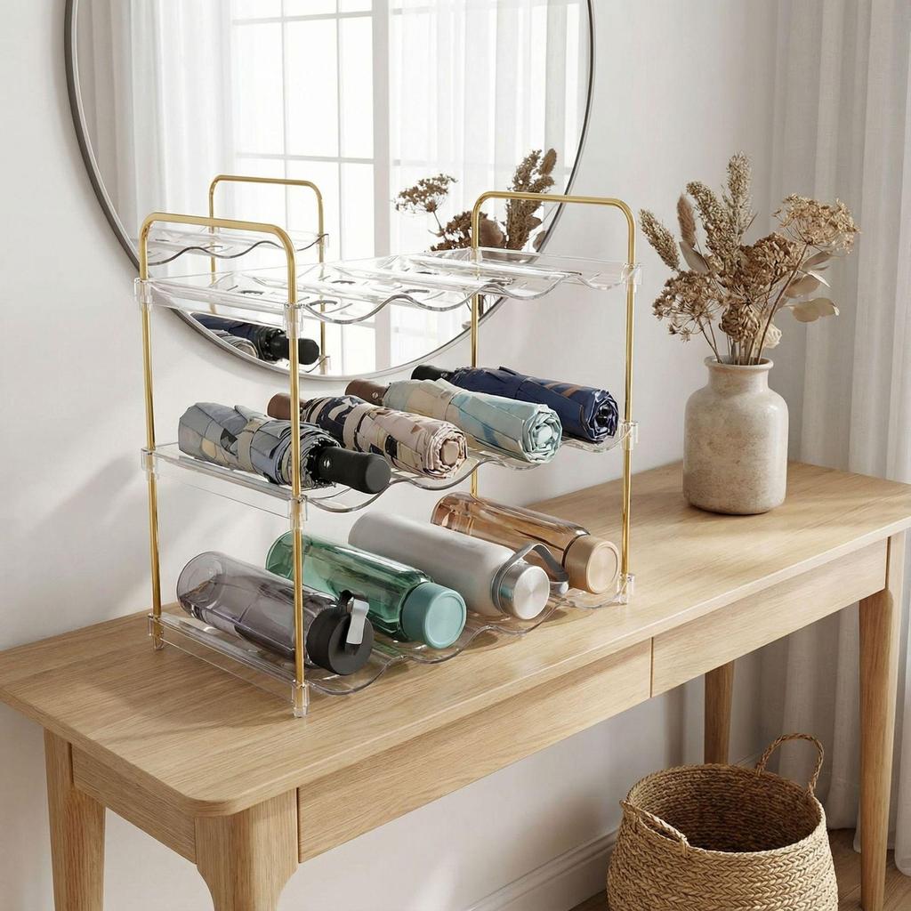 Stackable Kitchen & Refrigerator Water Bottle and Wine Storage Rack