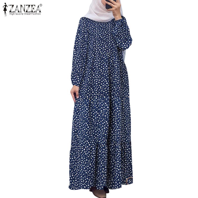 

ZANZEA Женское повседневное платье с длинным рукавом и круглым вырезом в горошек