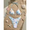 New Sexy Lace Up Neck Starfish Print Set Swimsuit Bikini Low Waist Bikinis Swimwear Beach Swimsuit Swimwear