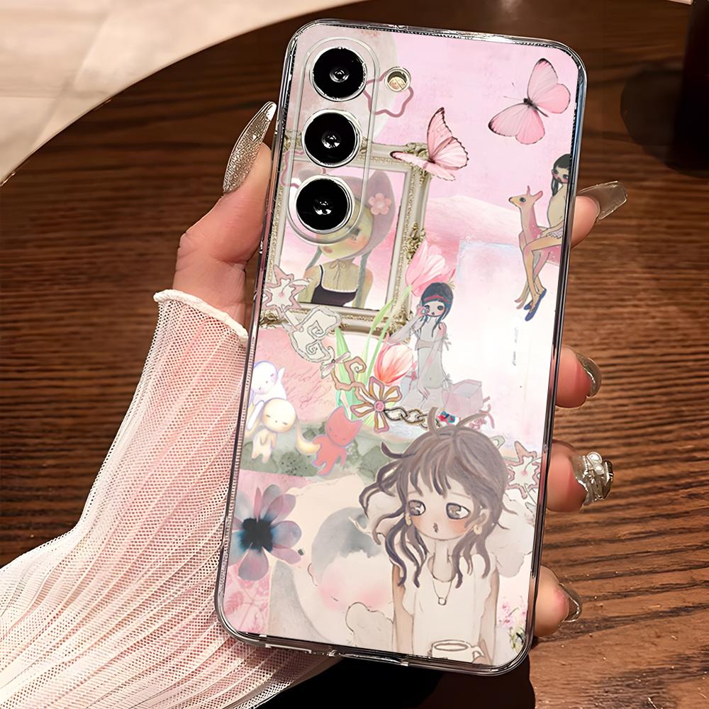 

Aya Takano 3D Wave Phone Case For Samsung S25 S24 Ultra S23 Fe S22 S20 S21 Plus Fe Ultra 5G Transparent Cover Samsung s23