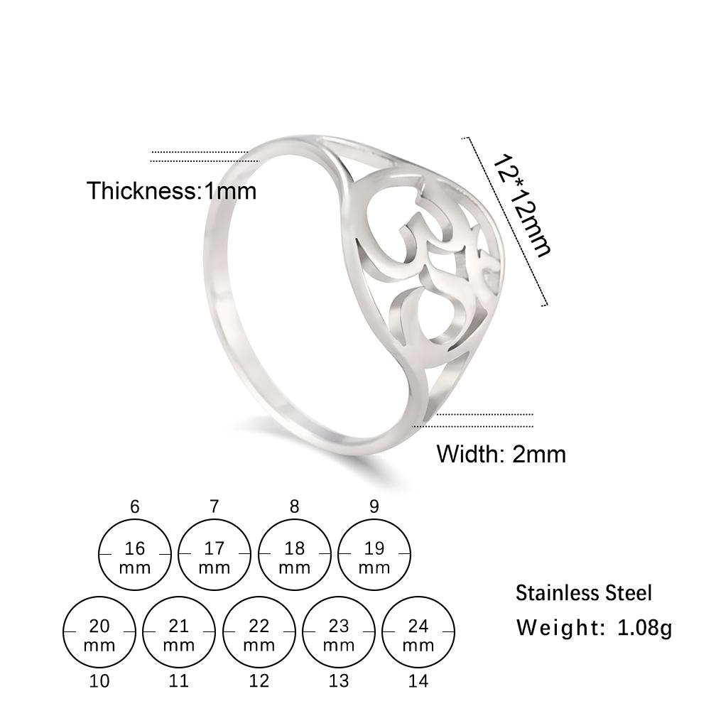 LIKGREAT Chakra OM Ring for Women Men Stainless Steel Gold Color AUM Yoga Meditation Spiritual Religious Amulet Jewelry Gifts