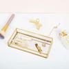 7.87*5.5*1.38 Inch Decorative Tray Gold Vintage Jewelry Tray Gold-rimmed Glass Storage Tray  Office