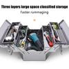 Metal Tool Box,3 Layer 5 Tray Portable Tool Chest Organizer Cantilever Toolbox,Stainless Steel Tool Chest Cabinet with Carry Handles and Lock