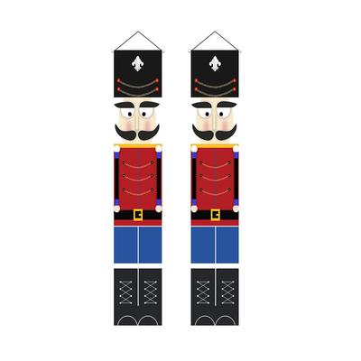 1 Pair Front Door Couplet Christmas Themed Porch Sign Oxford Cloth Home Garden Decor