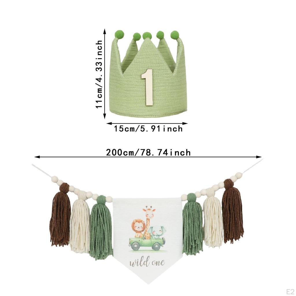 1-års födelsedagsfestdekorationer Kronhatt, Hängande prydnad Hemdekoration Högstolsbanner med