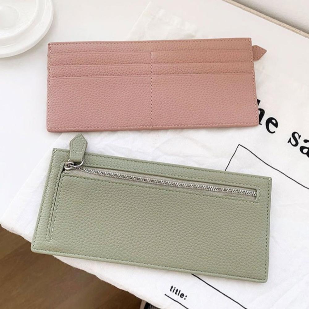 PU Leather Long Wallet Korean Style Zipper Coin Purse Casual Credit Card Holder  Outdoor