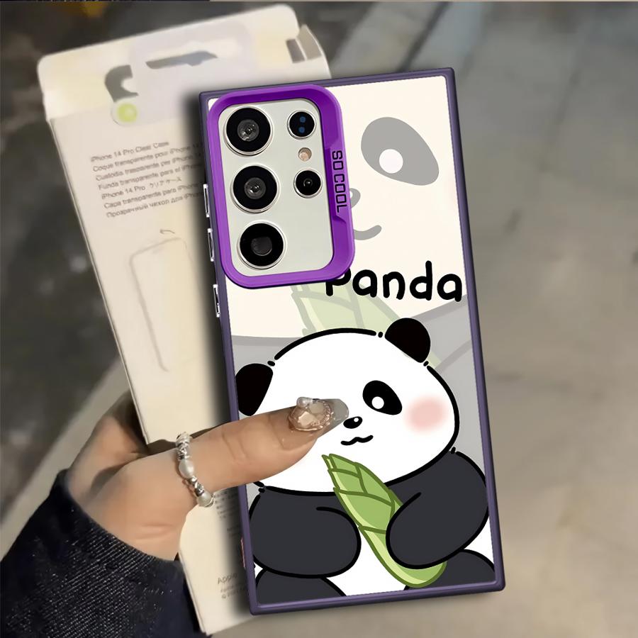 Case for Samsung Galaxy S25 S25Edge S21 S20 Plus S24 FE S23 Ultra S22 S23 Note 20 Ultra Phone Cover Cute Cartoon Panda