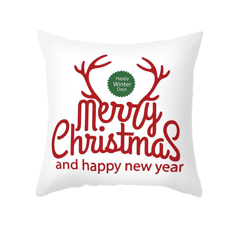 Wish Christmas Pillow Cover Peach Skin Printed Waterproof Cushion Cover Home Supplies Pillow Cover