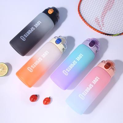 Borraccia Sportiva Portatile in Plastica Bicchiere Gradiente Tazza con Cannuccia per Doppia Bevanda Uomini e Donne Bella Resistente alle Cadute Borraccia