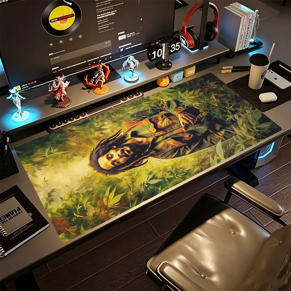 Bob Marley Large Mouse Pad Gamer Mousepad Desktop Mouse Pad Non-Slip Rubber Bottom Perfect Gift for Gamers