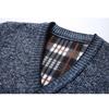 New Winter Casual Velvet Men's Knitted Long Sleeve V-Neck Cardigan Jacket