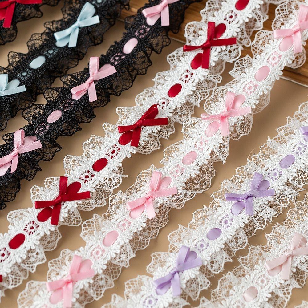 Bows & Pleated Lace Trim Ribbons Handmade Fabric Sewing Supplies New Hair Accessories  Baby Shower