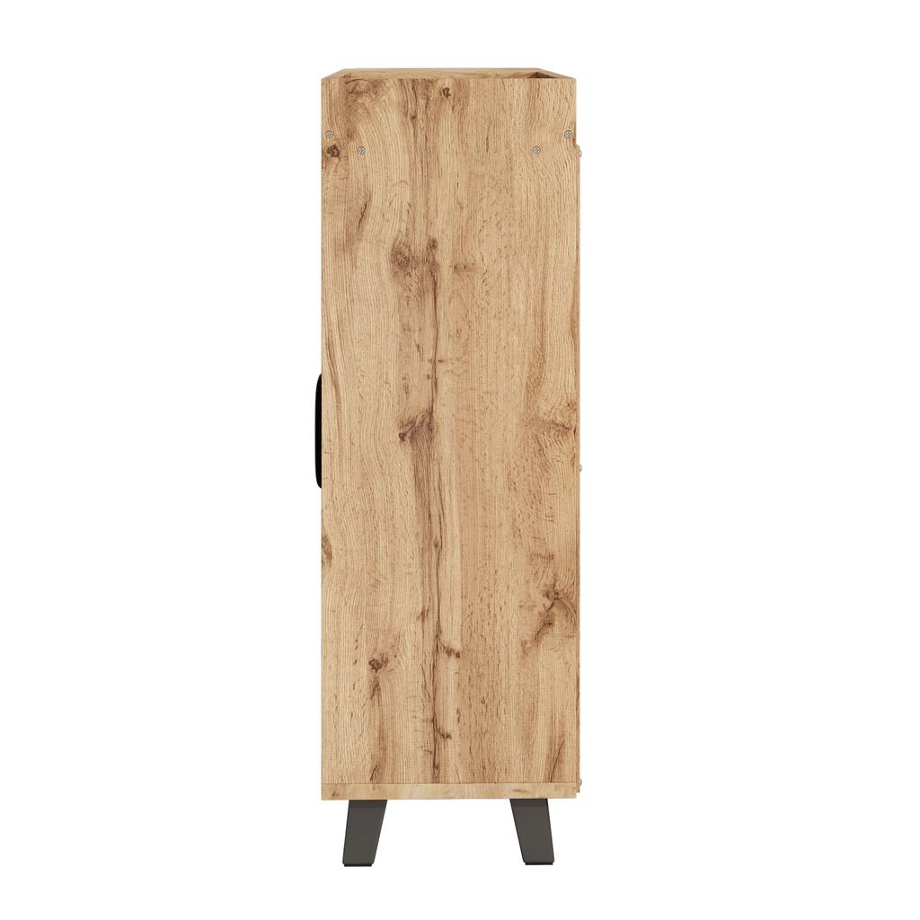 Narrow Shoe Cabinet, Double-Door, Shoe Rack with Open Compartments, Wood Look, Multi-Purpose Cabinet for Hallway, for Small Spaces, with Top Shelf
