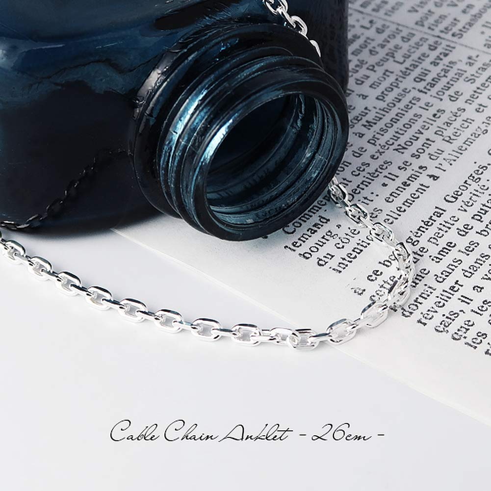 Shinjuku Gin No Kura Azuki Chain Silver 925 Simple Chain 4-Sided Anklet, 26cm, Men's Silver, Ankle, Foot, Summer, Beach,